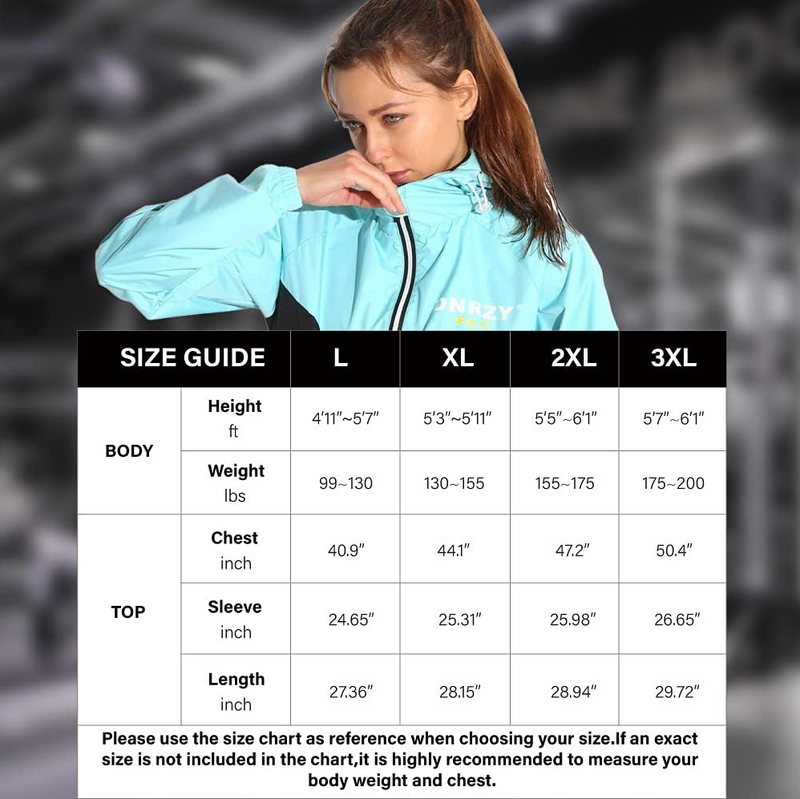 DNRZY F.I.T Sauna Suit for Men and Women Sweat Sauna Jacket Pant Workout Clothes Non Rip Weight Loss Sweat Suit for Gym Exercise Sky Blue