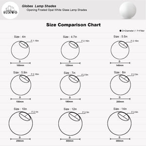Lighting Fixture Replacement Globes Neckless Top Opening Frosted Opal White Glass Lamp Shades  Multiple Specifications
