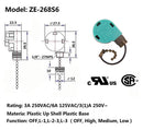 Ceiling Fan Switch with Chain, Wall light Rotary Pull Chain cord Switch 3 Speed Pull Chain Control Replacement Speed Control 4 Wire Switch