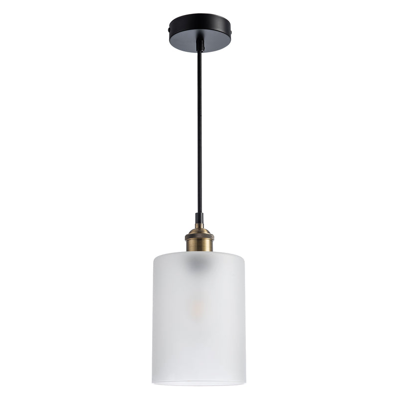 Glass Pendant Light Classic Shade Modern Lamp for Ceiling Cylinder Hanging Light for Kitchen Island Living Room